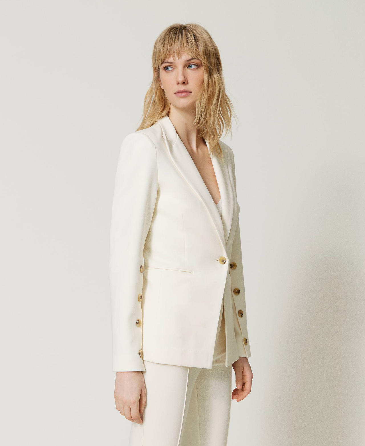 Blazer with decorative buttons Sugar White Woman 231LL29AA_00632_02