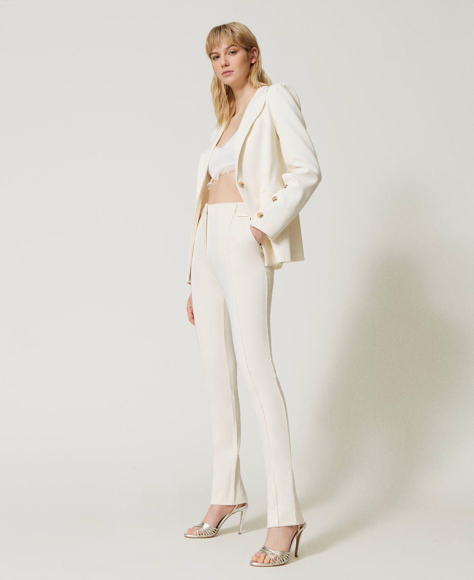 Cigarette trousers with zip Sugar White Woman 231LL29CC-03