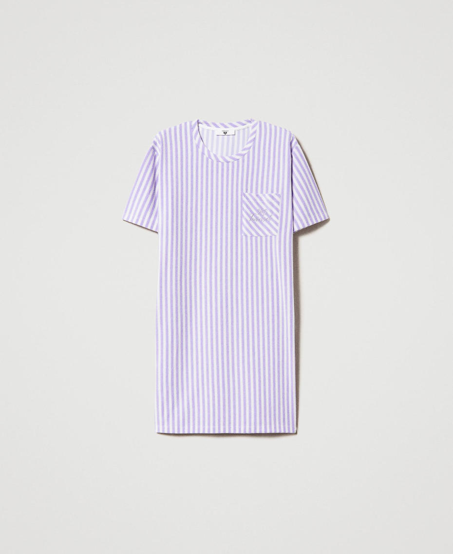 Camicia da notte in spugna a righe Bicolor Rosa Sugar / Purple Rose Donna 231LL2BBB_10407_S0