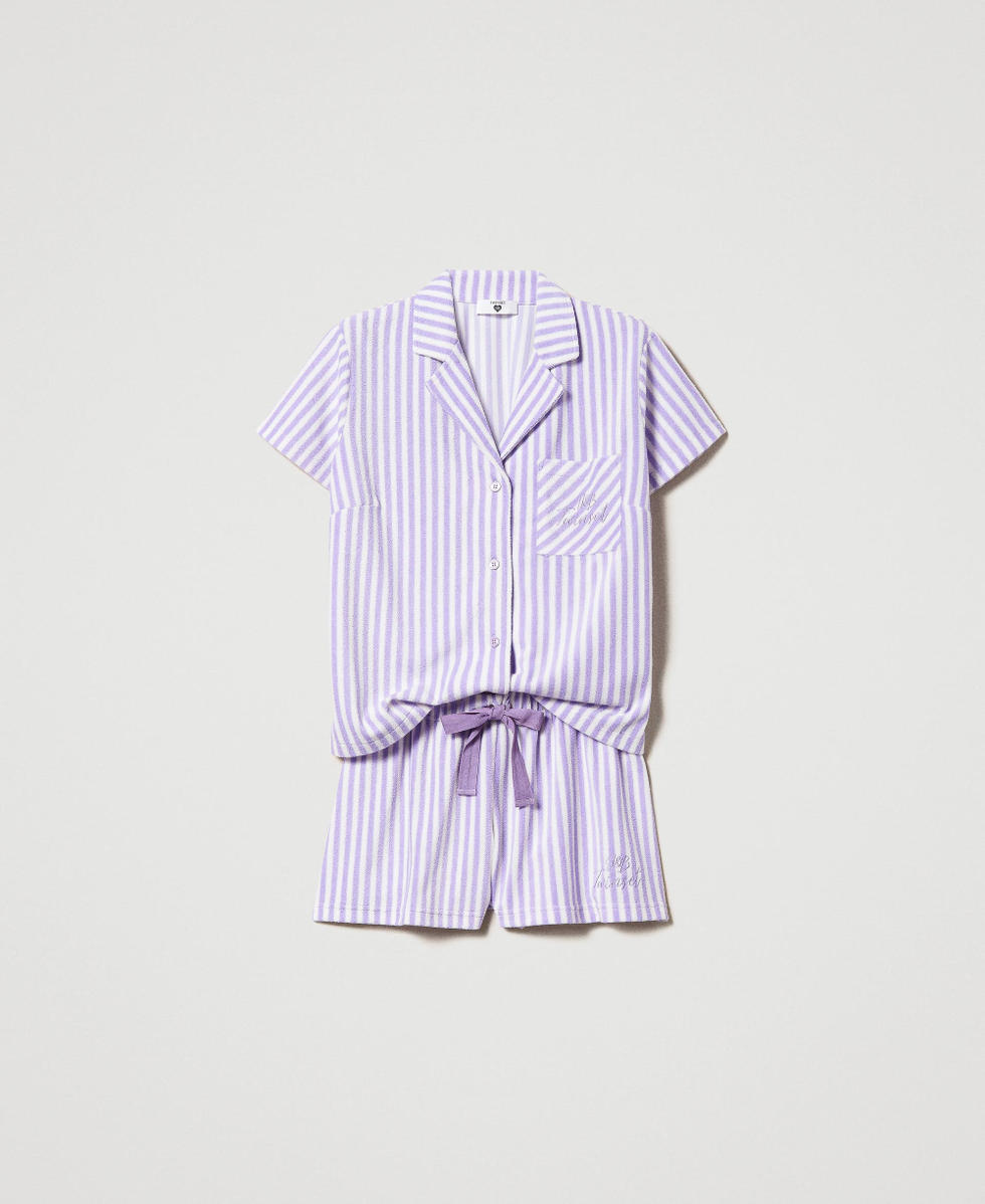 Normann Pigiama In Spugna Donna Con Stelle E Righe - Caldo, Taglie Forti, Lavabile A 60°