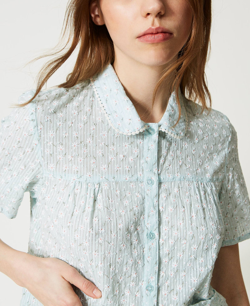 Short pyjamas with daisy print Star Blue Micro Daisy Print Woman 231LL2GAA_10564_04