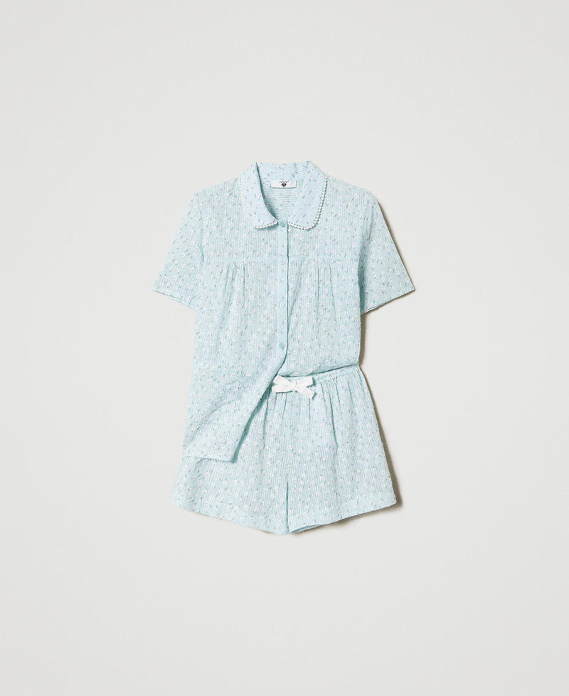 Short pyjamas with daisy print Star Blue Micro Daisy Print Woman 231LL2GAA-0S