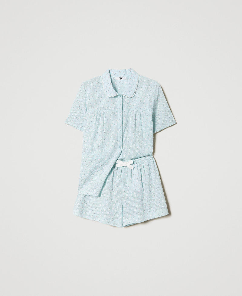 Short pyjamas with daisy print Star Blue Micro Daisy Print Woman 231LL2GAA_10564_0S