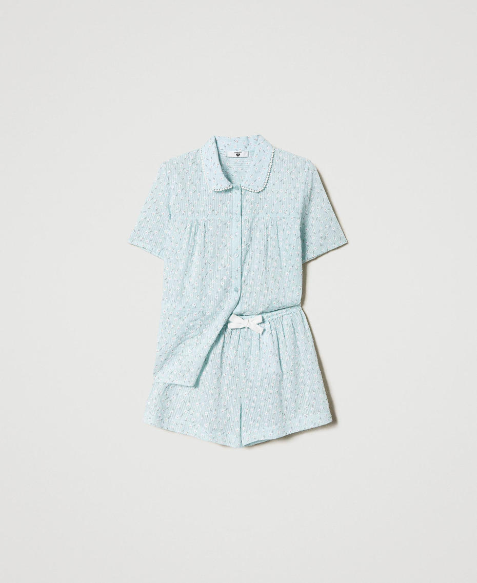Short pyjamas with daisy print Star Blue Micro Daisy Print Woman 231LL2GAA_10564_S0