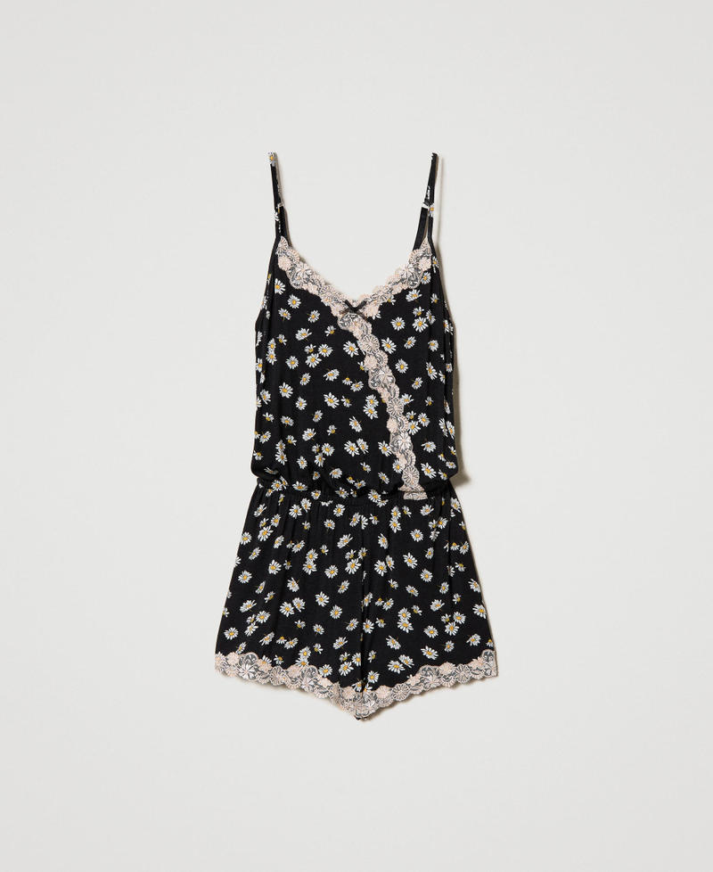 Teddy-Pyjama mit Margeritenprint
