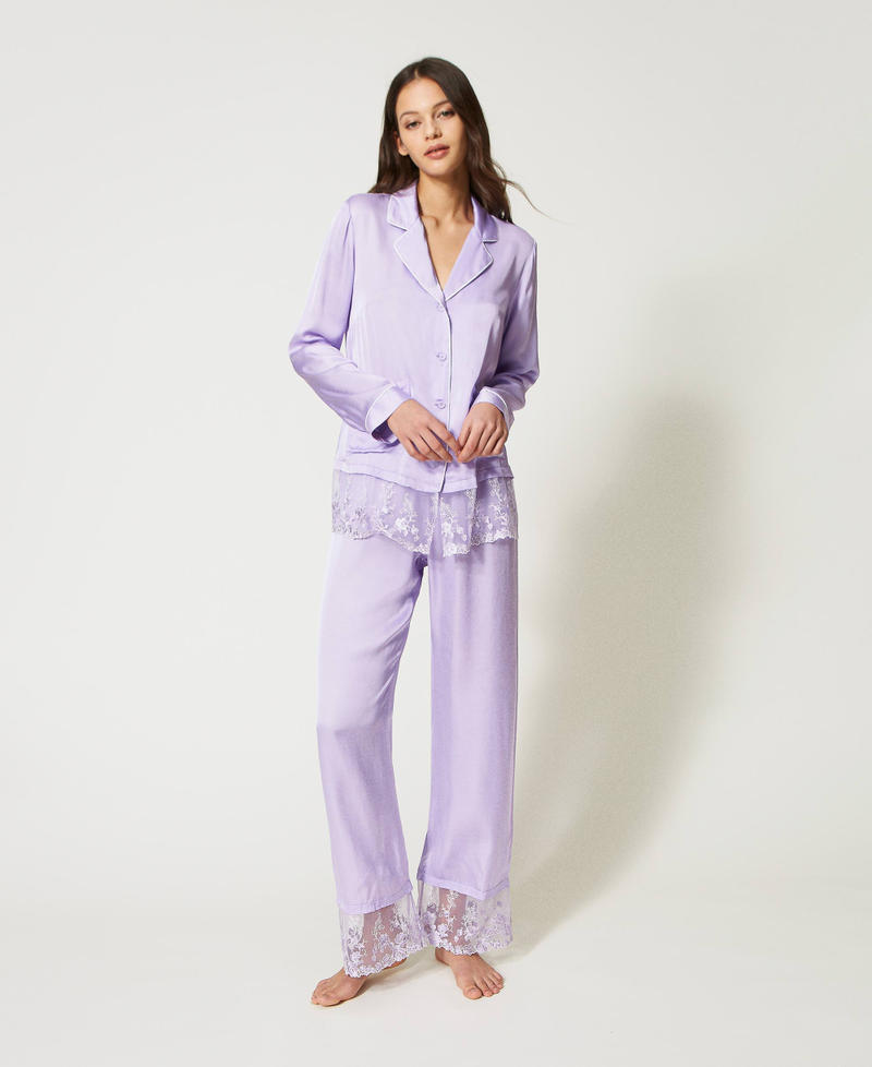 Satin pyjamas with lace Purple Rose Woman 231LL2LBB-01