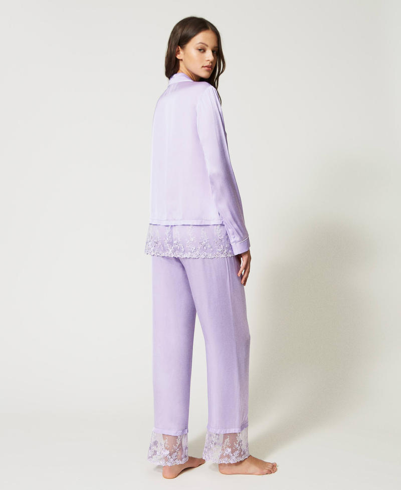 Satin pyjamas with lace Purple Rose Woman 231LL2LBB-03