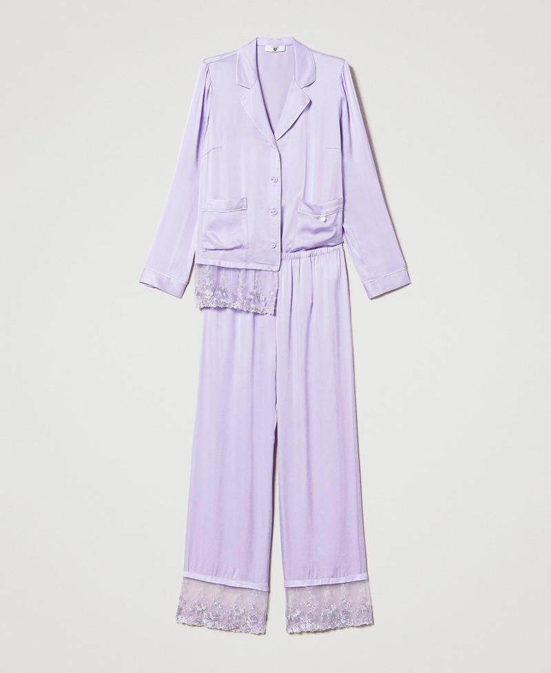 Satin pyjamas with lace Purple Rose Woman 231LL2LBB-0S
