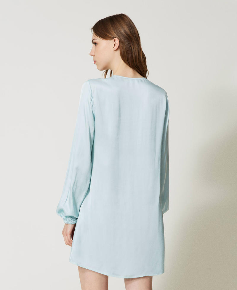 Camicia da notte in raso e pizzo Azzurro "Starlight Blue" Donna 231LL2LEE_10279_03