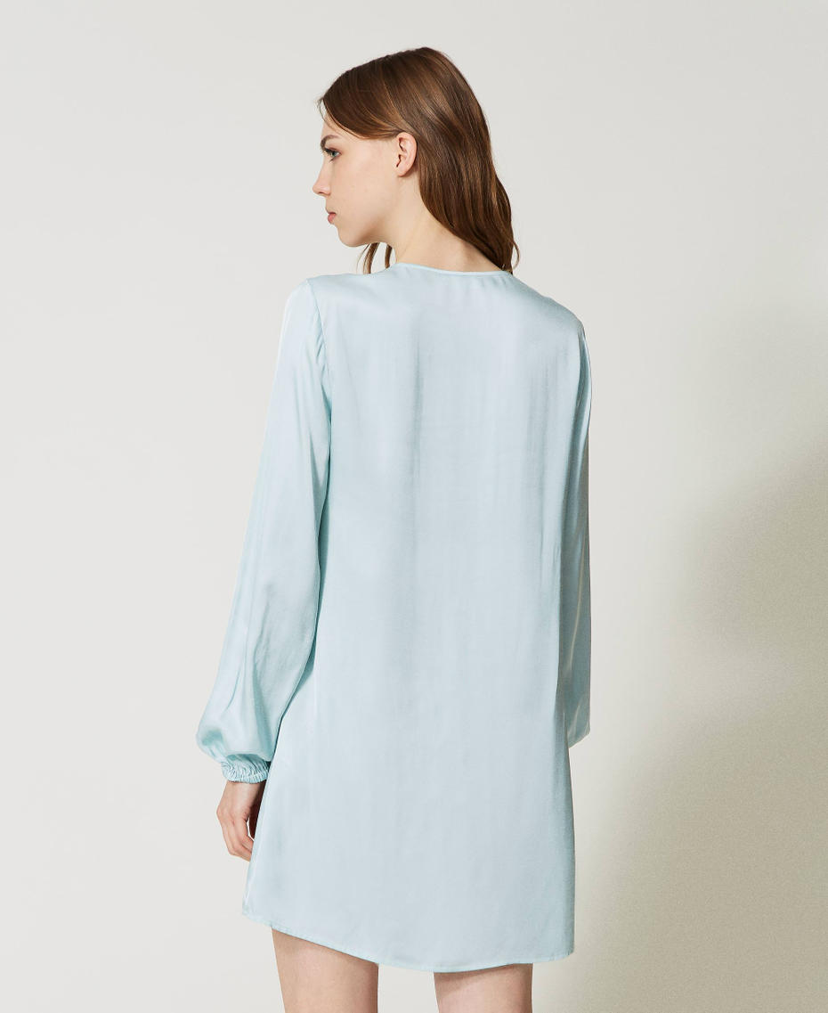 Camicia da notte in raso e pizzo Azzurro "Starlight Blue" Donna 231LL2LEE_10279_03