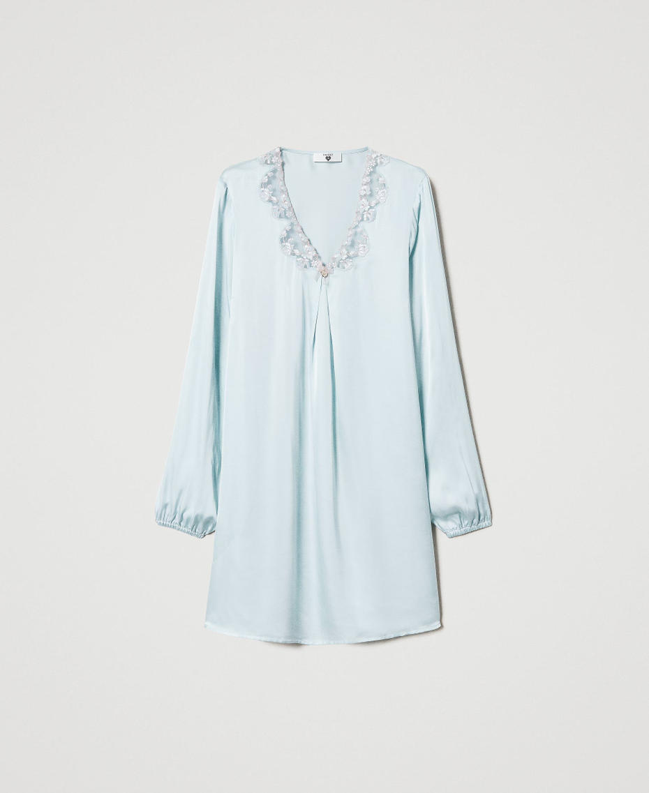 Camicia da notte in raso e pizzo