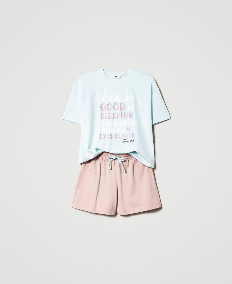 Short pyjamas with glitter print