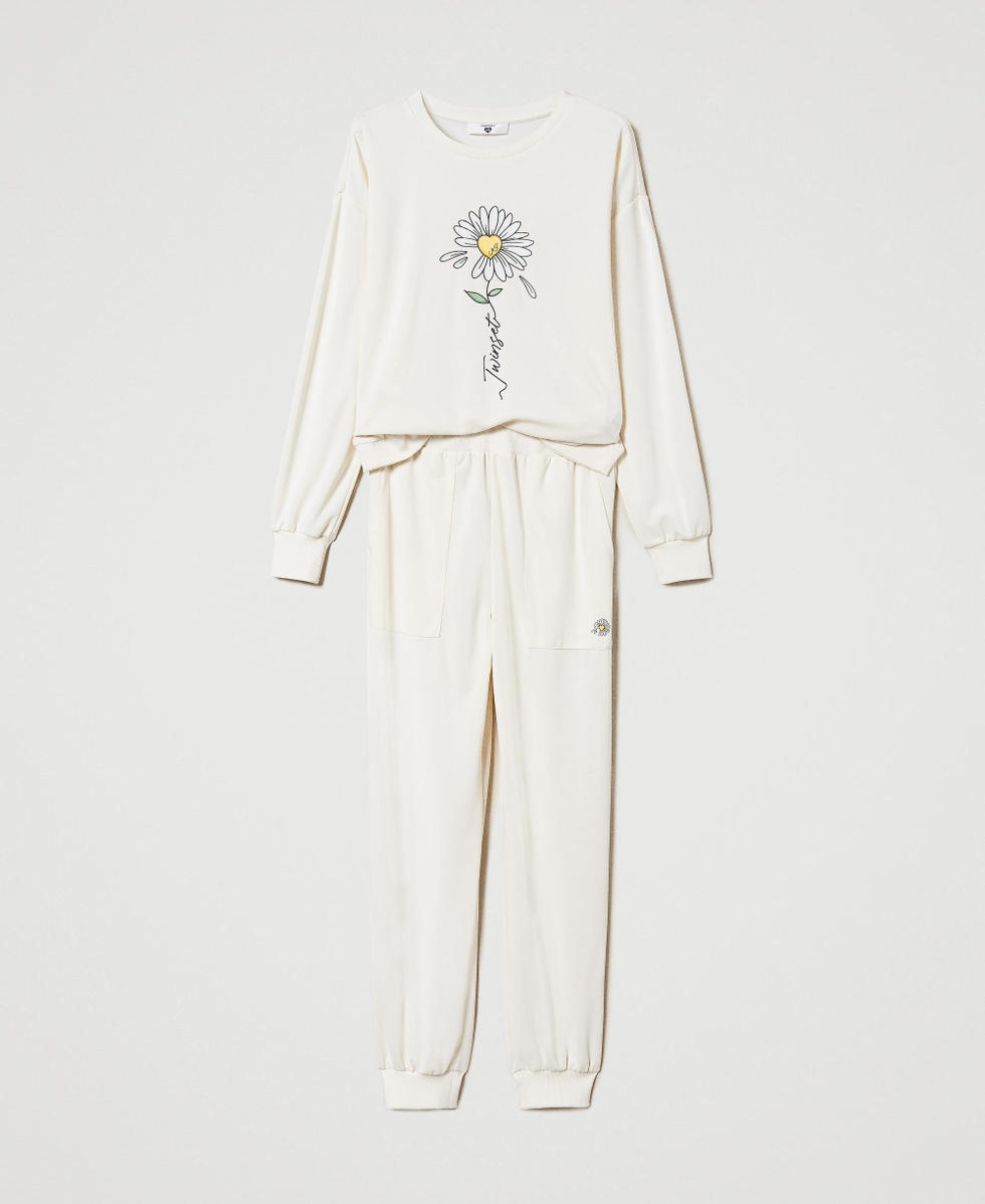 Sweatshirt with daisy print and joggers