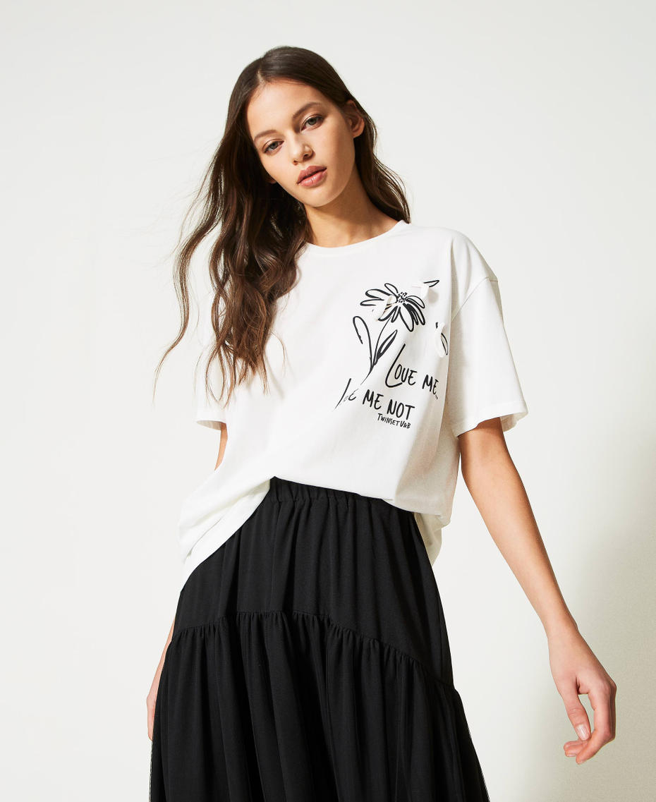 T-Shirt mit Margeritenprint Sugar Weiß Frau 231LL2QDD_00632_01