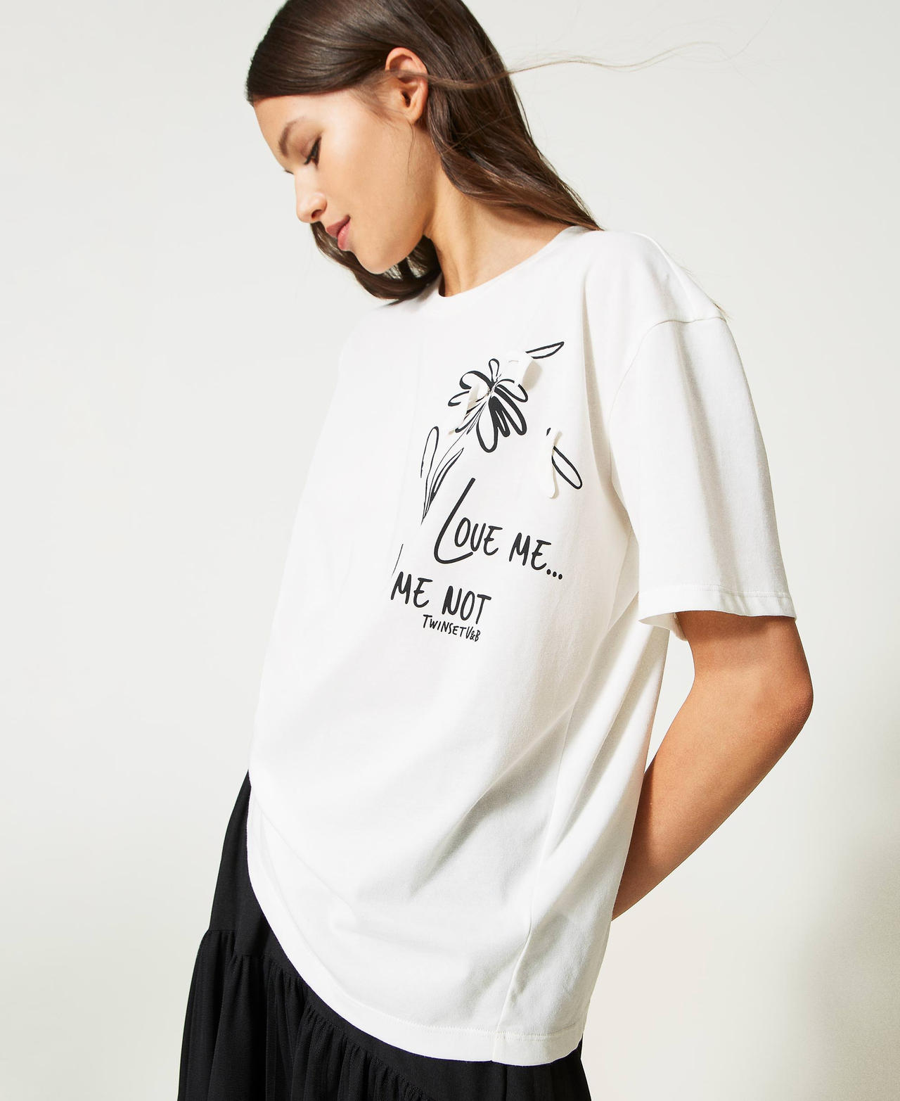 T-shirt avec imprimé marguerite Blanc Sugar Femme 231LL2QDD-02