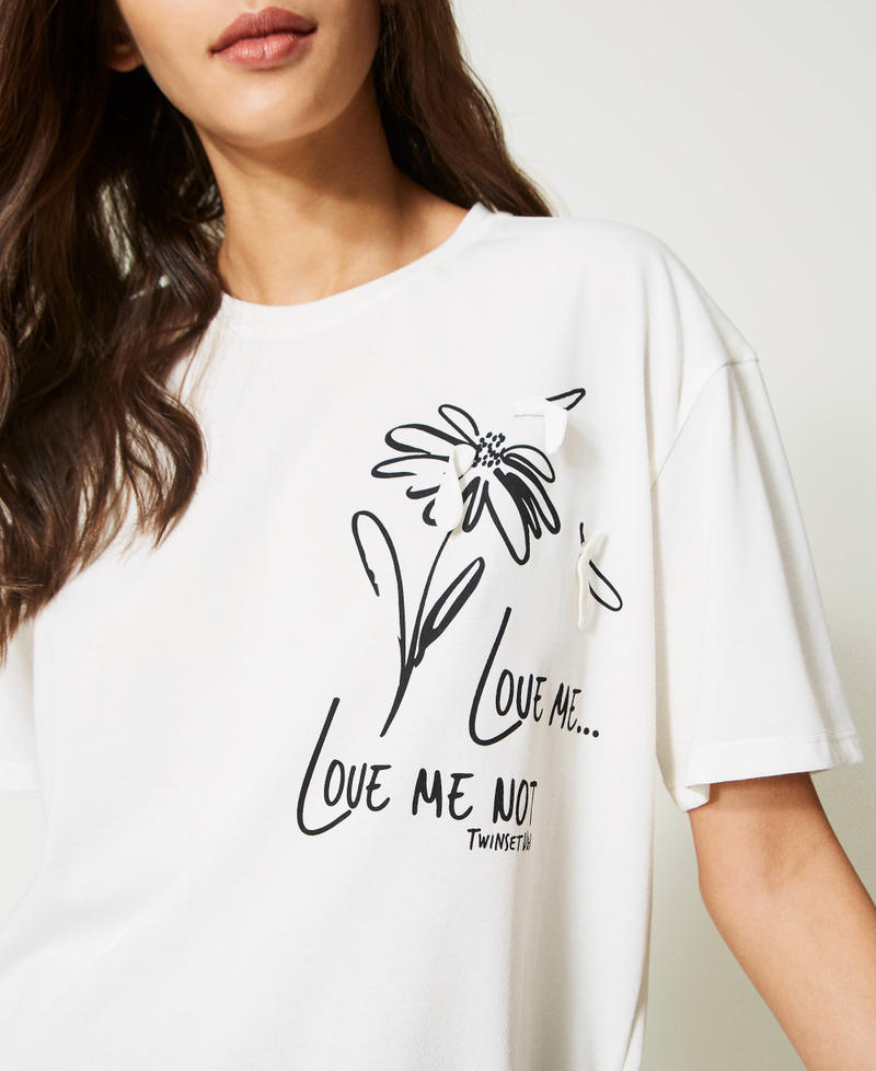 T-shirt avec imprimé marguerite Blanc Sugar Femme 231LL2QDD-05