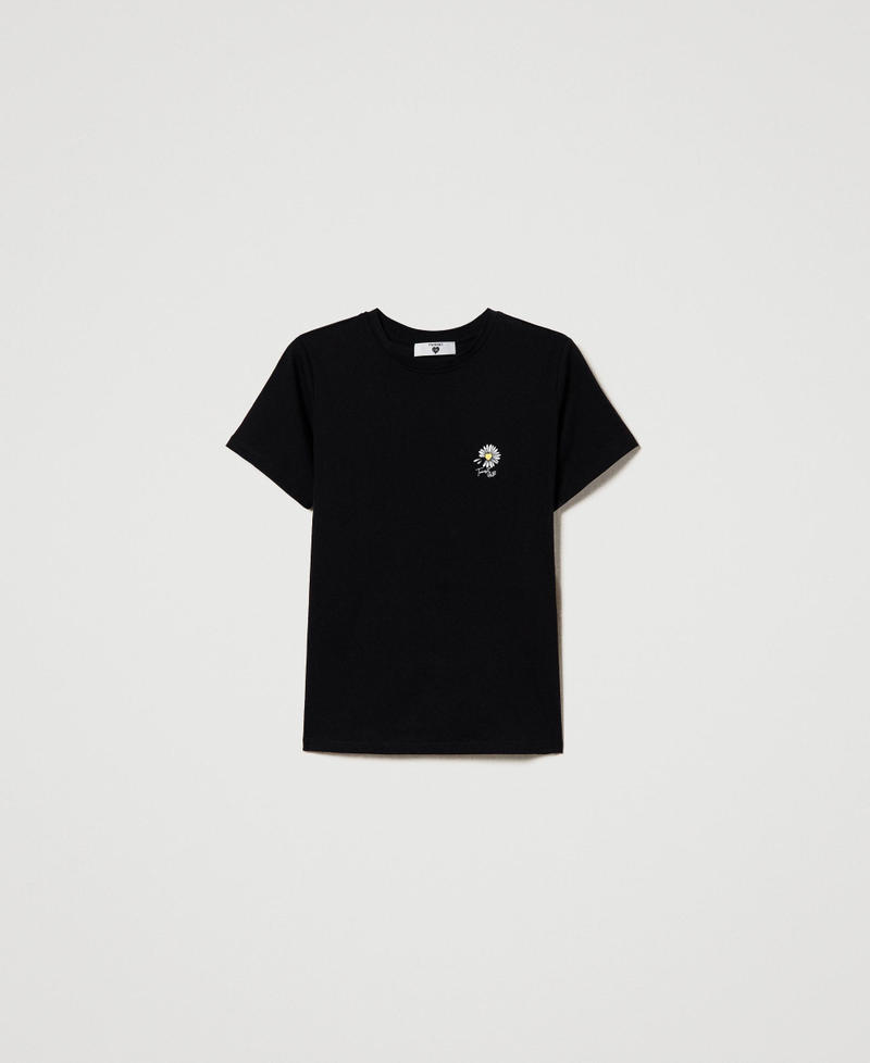 T-shirt avec imprimé marguerite caoutchouté Noir Femme 231LL2REE-0S