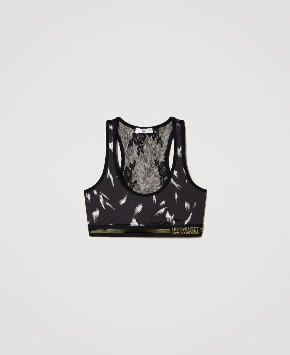 Sport-Top mit Print und Spitze