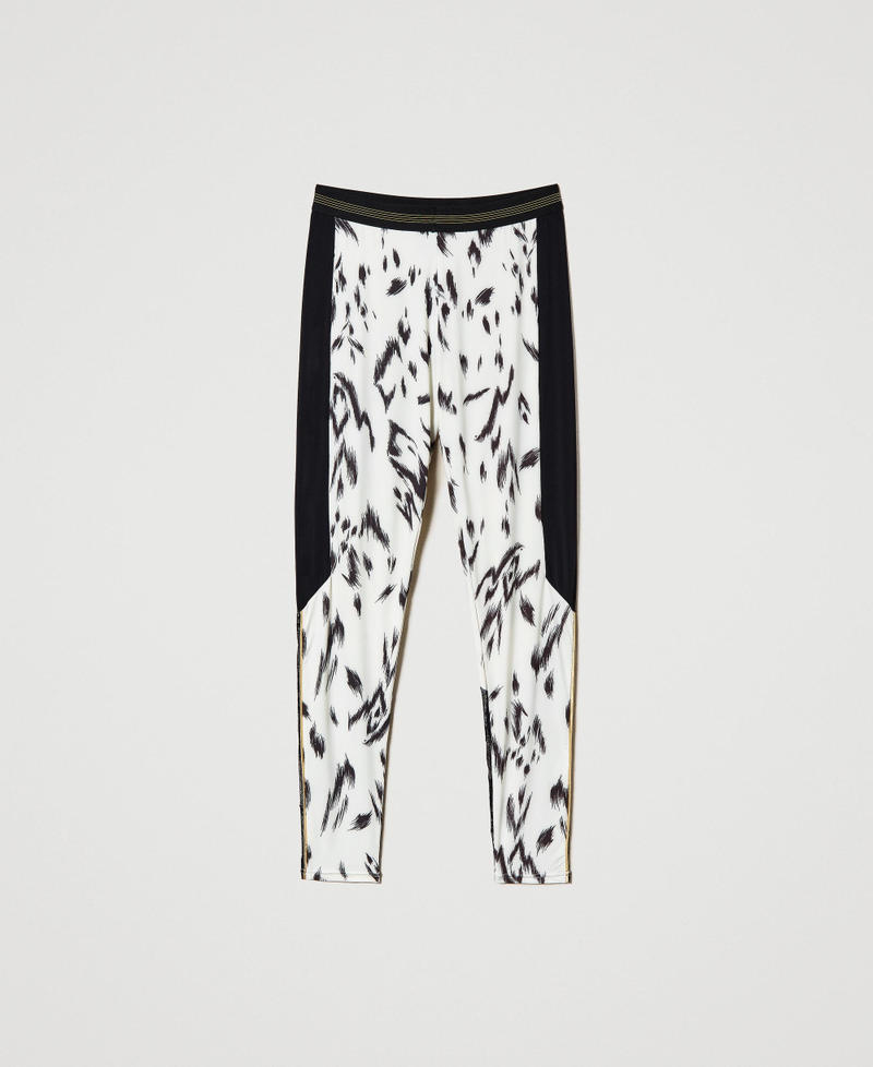 Leggings with print and lace