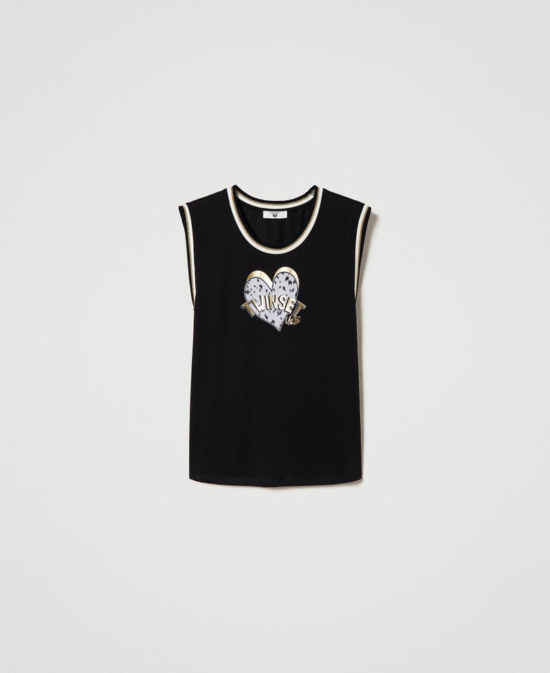 Tank top with heart print and logo
