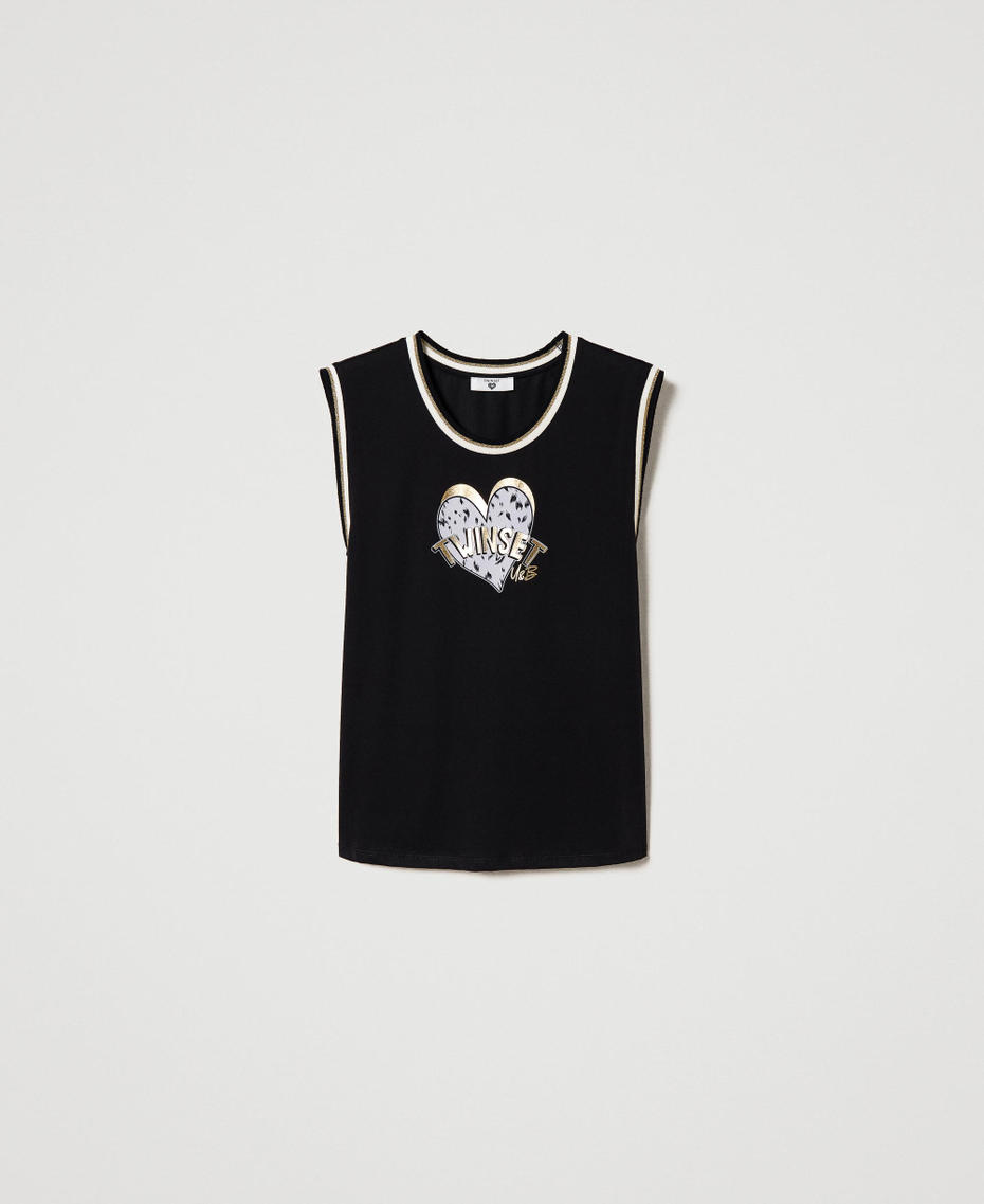 Tank top with heart print and logo