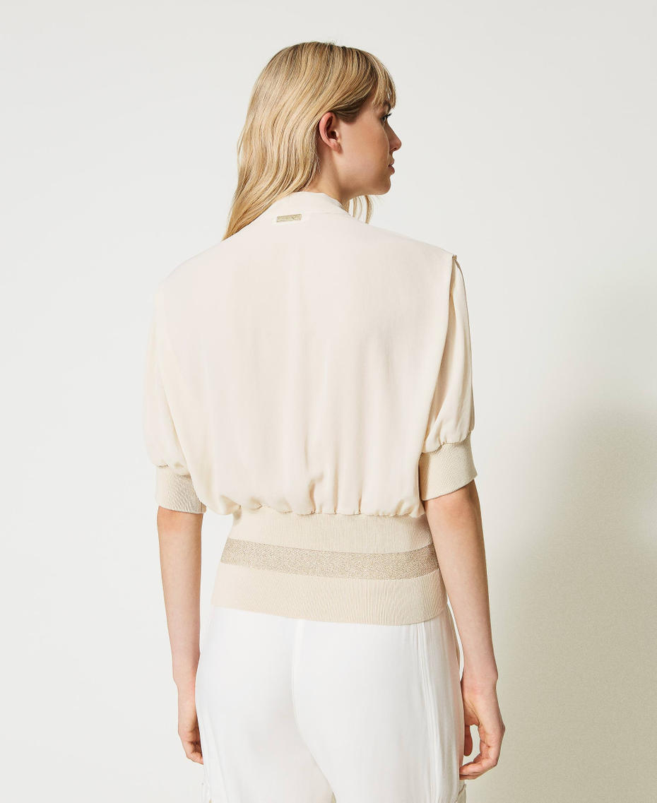 Blouse with lurex knit bands Champagne Woman 231LL3311-03