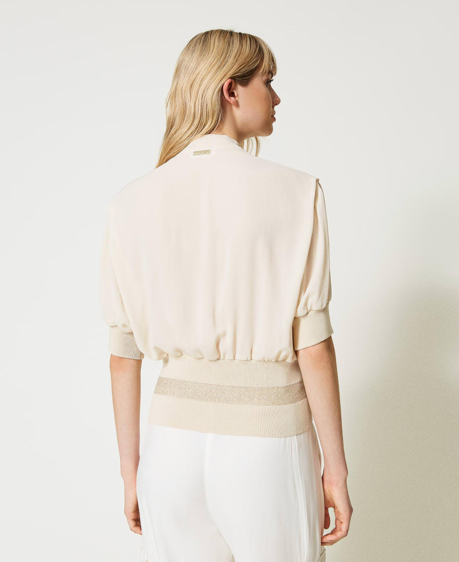 Blusa con fasce in maglia lurex Champagne Donna 231LL3311_10286_03