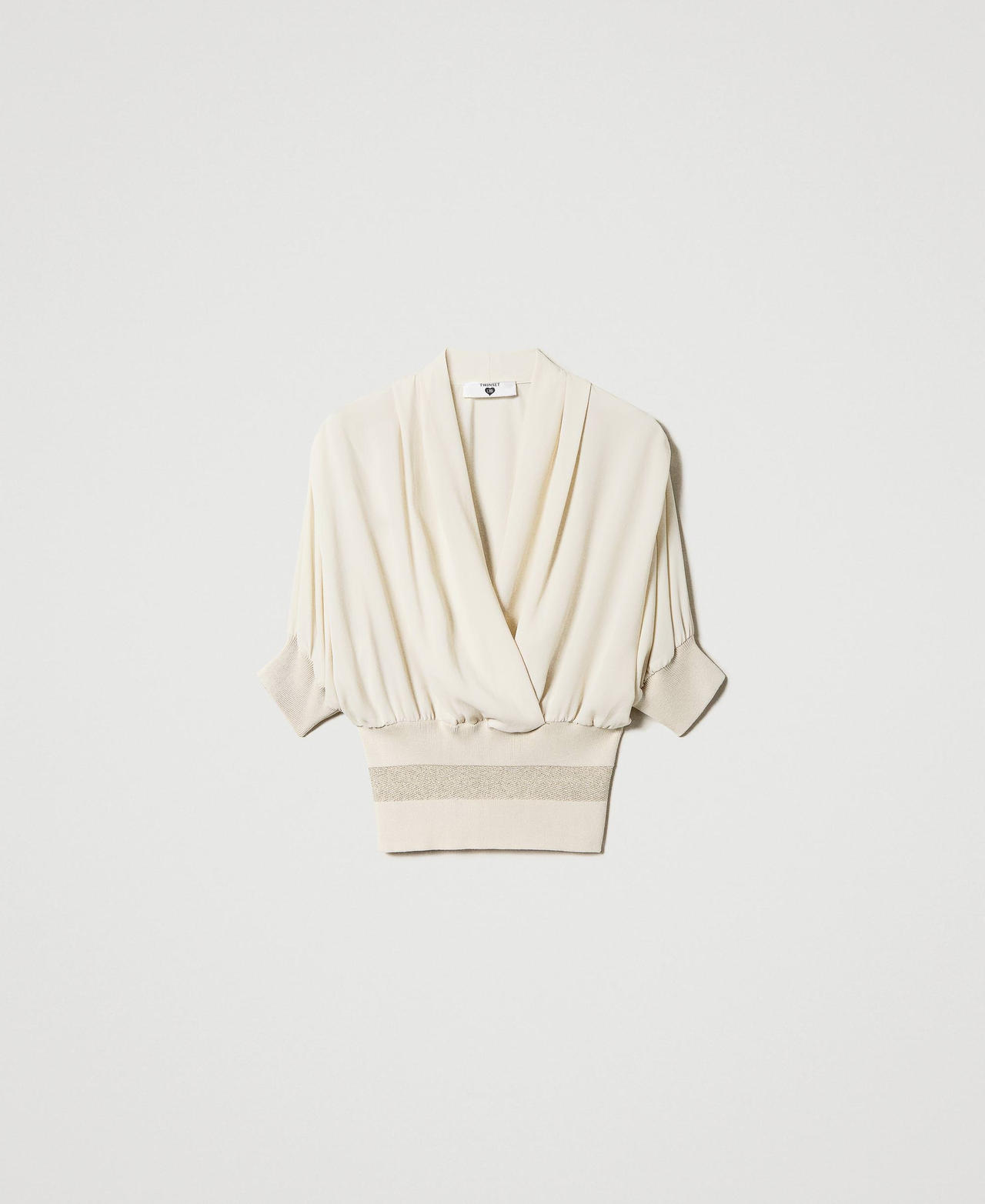 Blusa con fasce in maglia lurex Champagne Donna 231LL3311_10286_0S