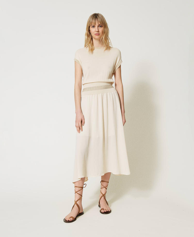 Knit and georgette long dress Champagne Woman 231LL3322-01