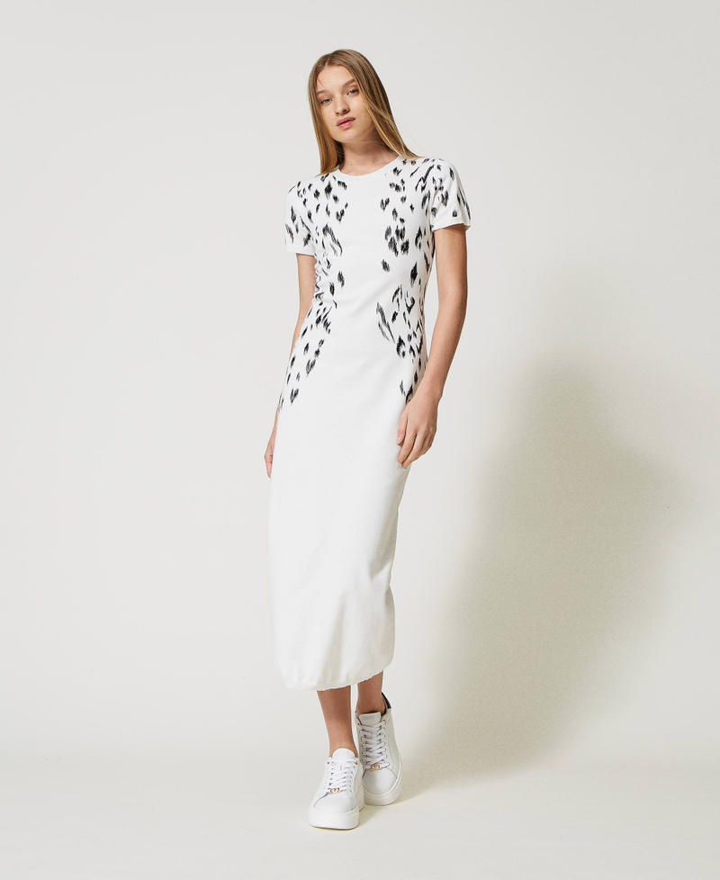 Robe longue avec imprime animalier Femme Blanc TWINSET Milano