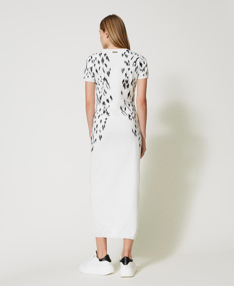 Animal print long dress Woman, White TWINSET Milano