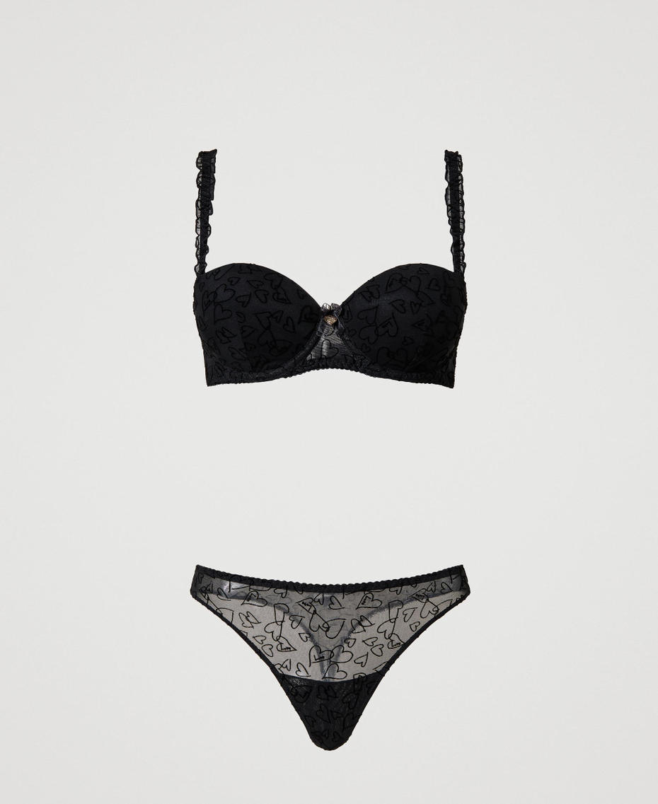 Balconette bra and tulle g-string Black Woman 231LL6D11_00006_S0