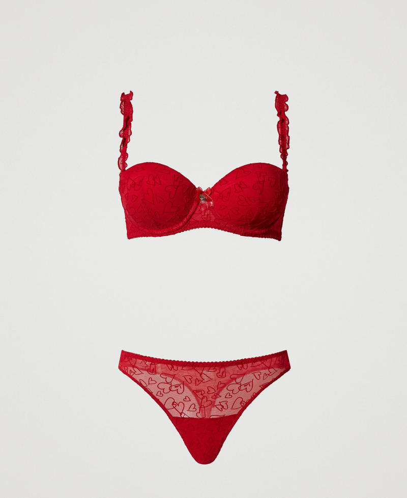 Soutien-gorge corbeille et string en tulle