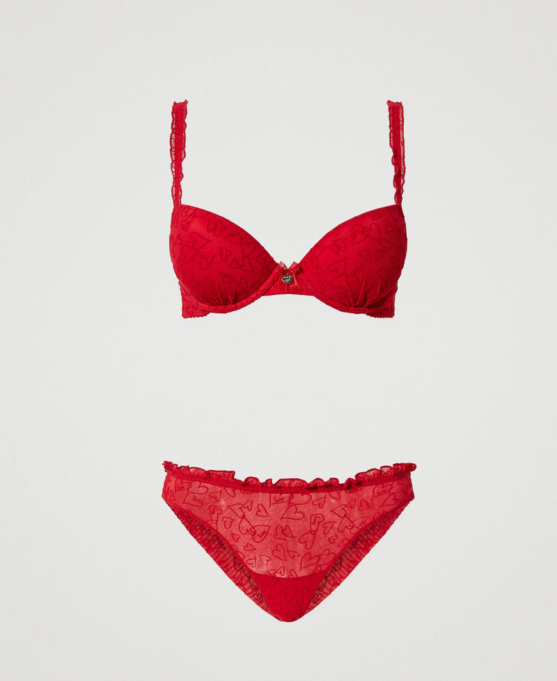 Tulle push-up bra and Brazilian briefs set Burning Red Woman 231LL6D44-0S