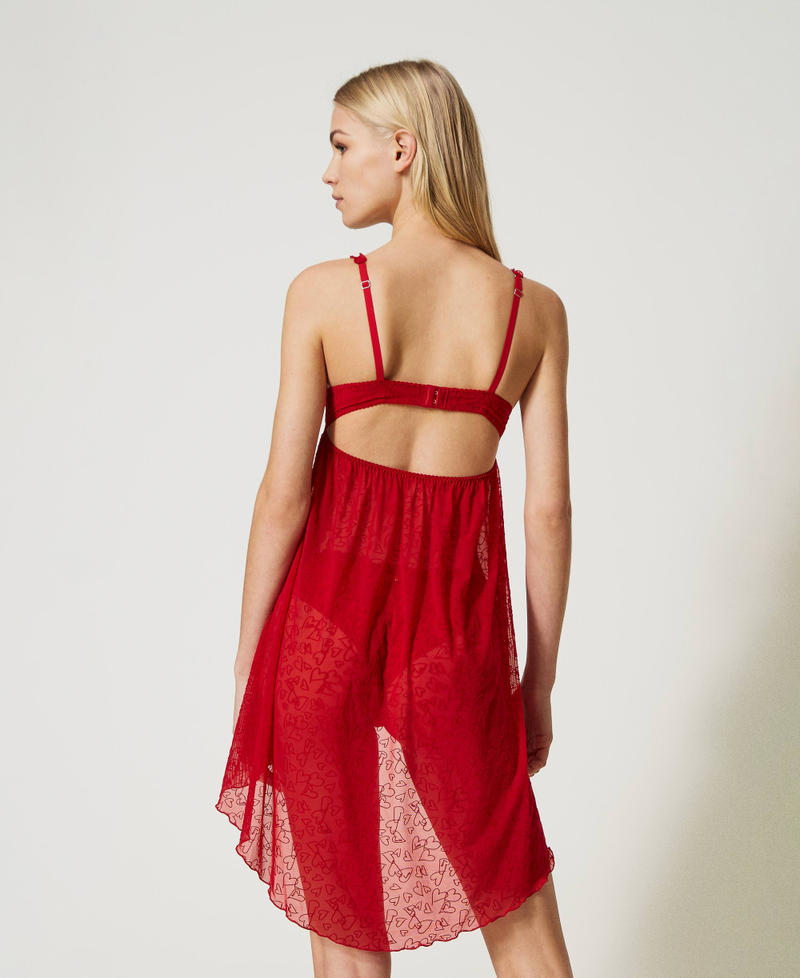 Embroidered tulle babydoll slip
