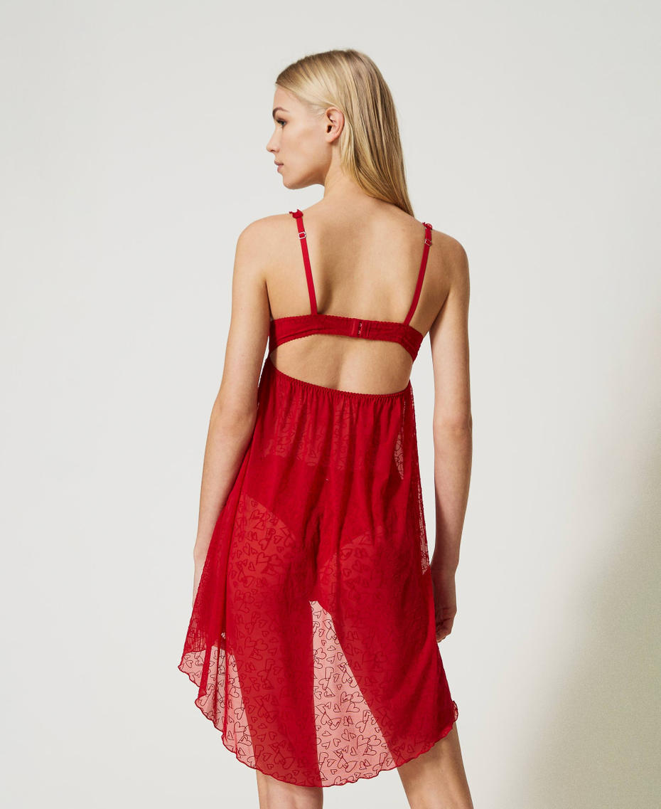 Embroidered tulle babydoll slip