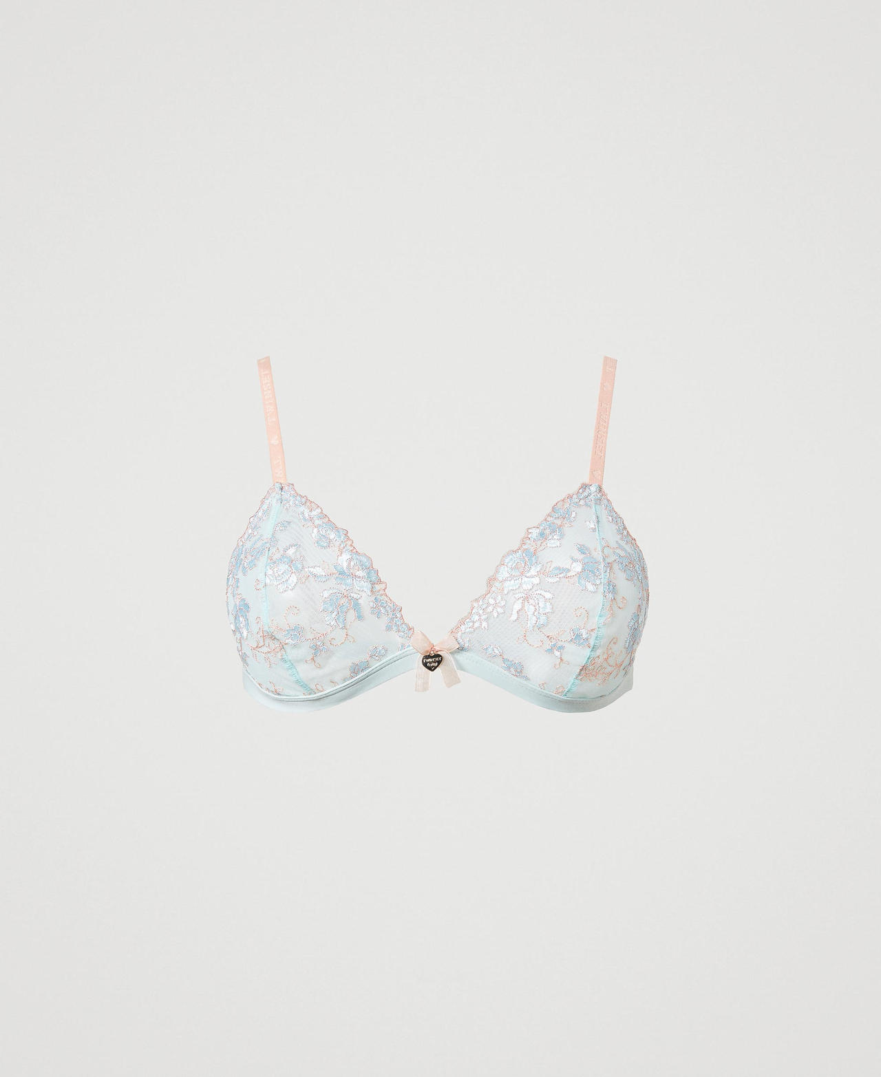 Embroidered tulle triangle bra