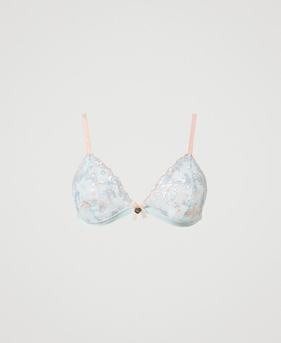 Embroidered tulle triangle bra