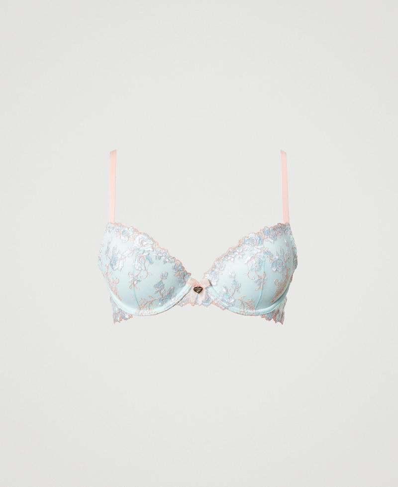 Embroidered tulle push-up bra