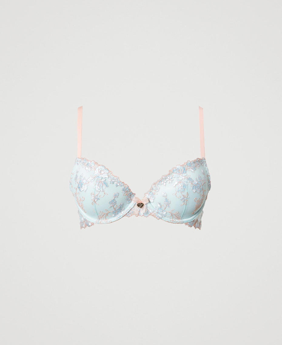 Embroidered tulle push-up bra