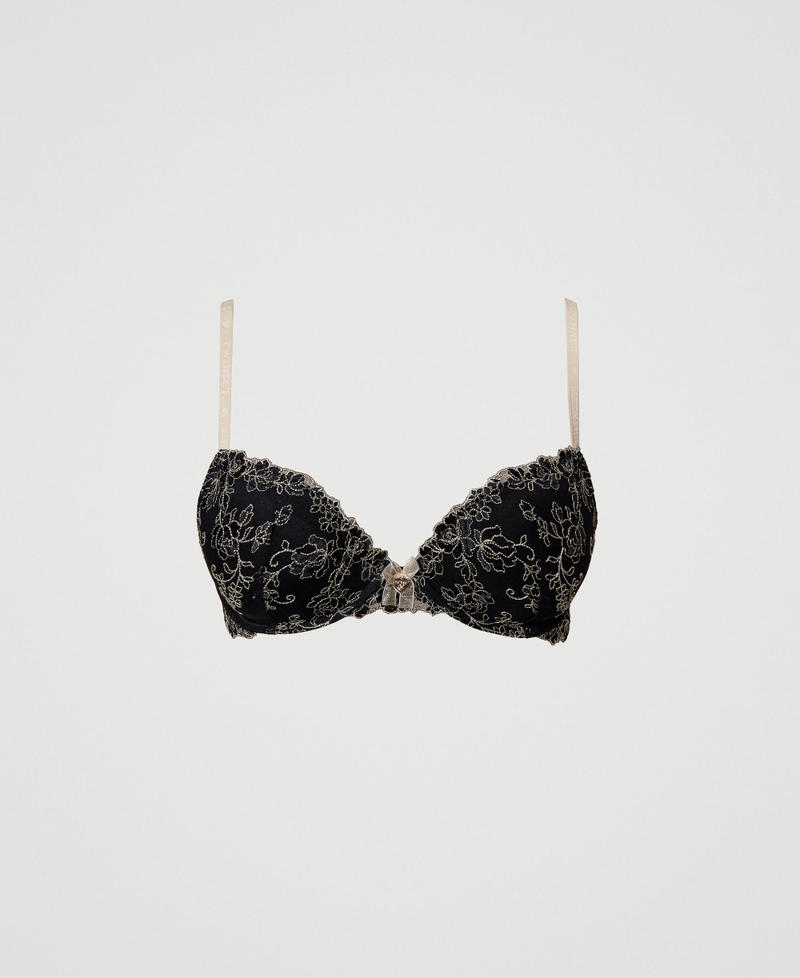Embroidered tulle push-up bra Two-tone Black / Champagne Woman 231LL6E44_10425_S0