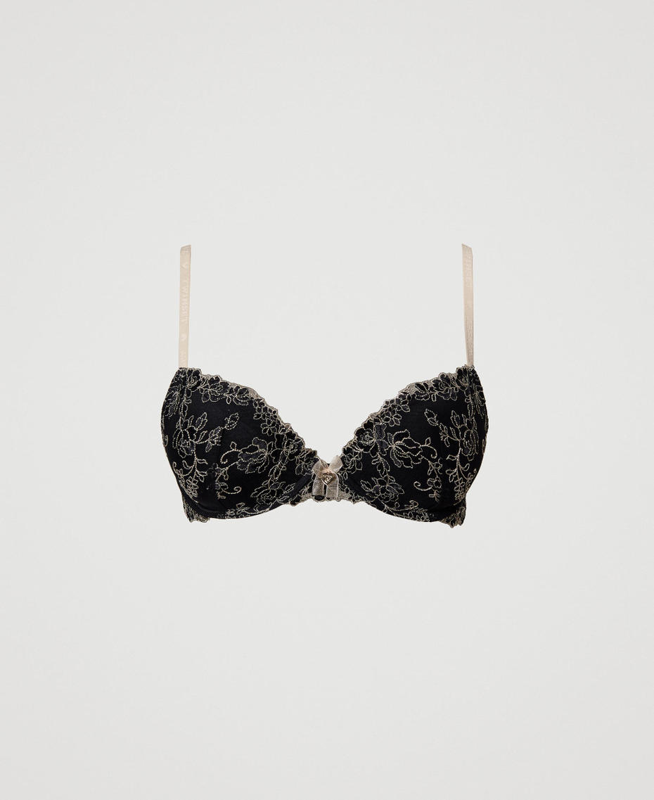 Embroidered tulle push-up bra Two-tone Black / Champagne Woman 231LL6E44_10425_S0