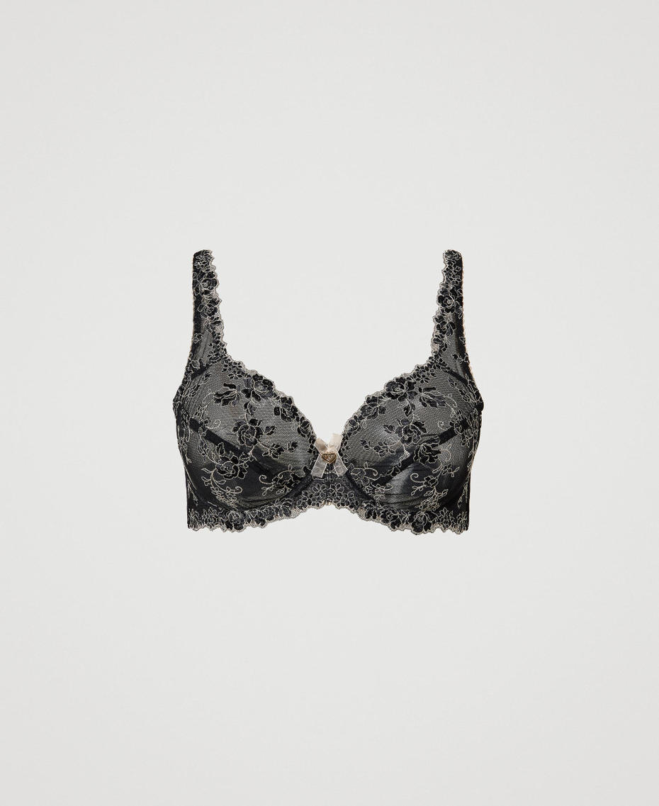 Embroidered tulle underwire bra