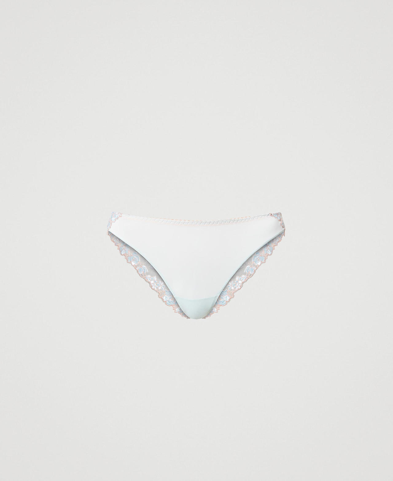 Embroidered tulle Brazilian briefs Two-tone Star Blue / Old Rose Woman 231LL6E77-0S