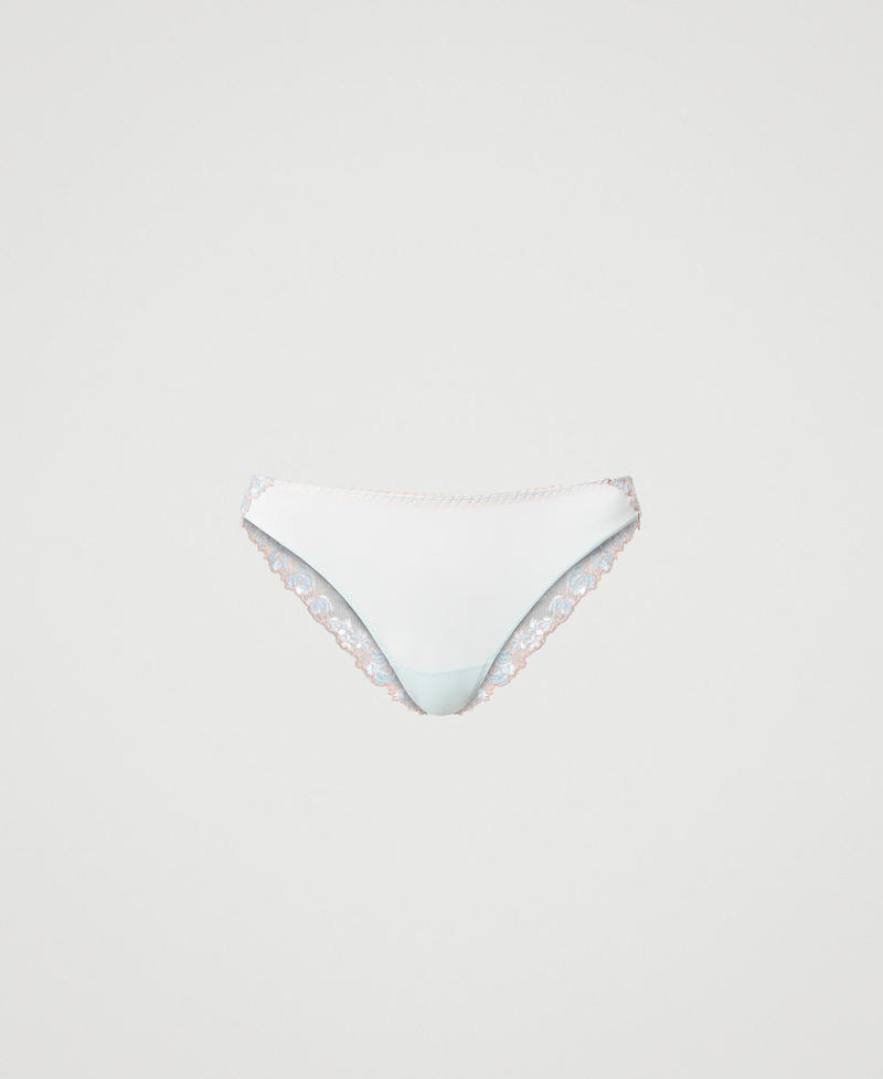 Embroidered tulle Brazilian briefs Two-tone Star Blue / Old Rose Woman 231LL6E77-0S