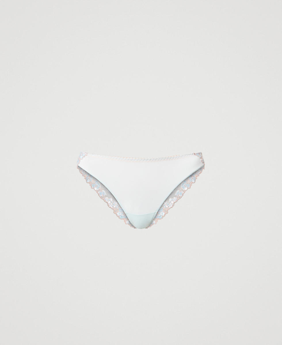 Embroidered tulle Brazilian briefs