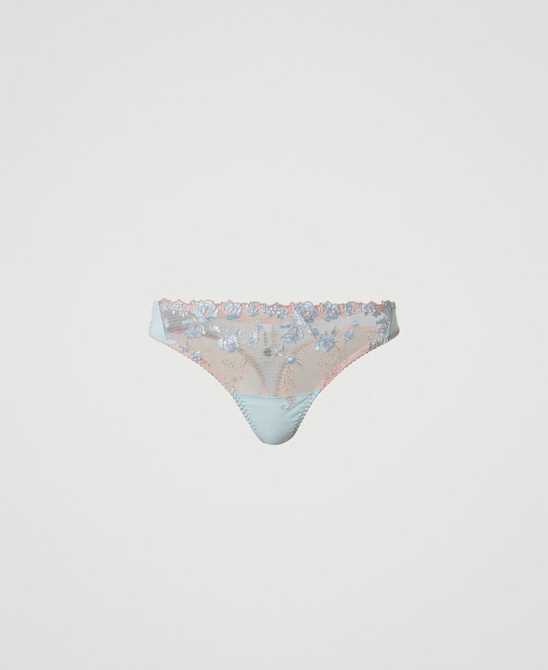 String en tulle brodé Femme, Bleu | TWINSET Milano