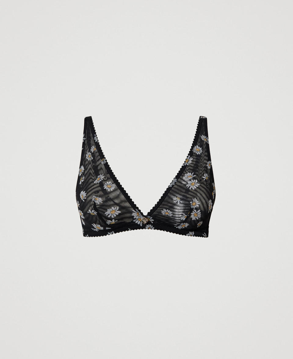 Triangle bra with daisy print Black Daisy Print Woman 231LL6M22_10329_0S