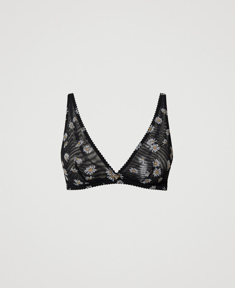 Triangle bra with daisy print Black Daisy Print Woman 231LL6M22_10329_S0