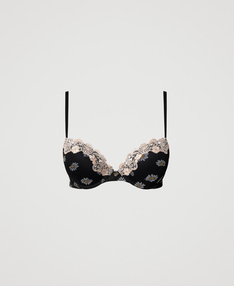 Push-up-BH mit Margeritenprint Margeritenprint Schwarz Frau 231LL6M44_10329_0S